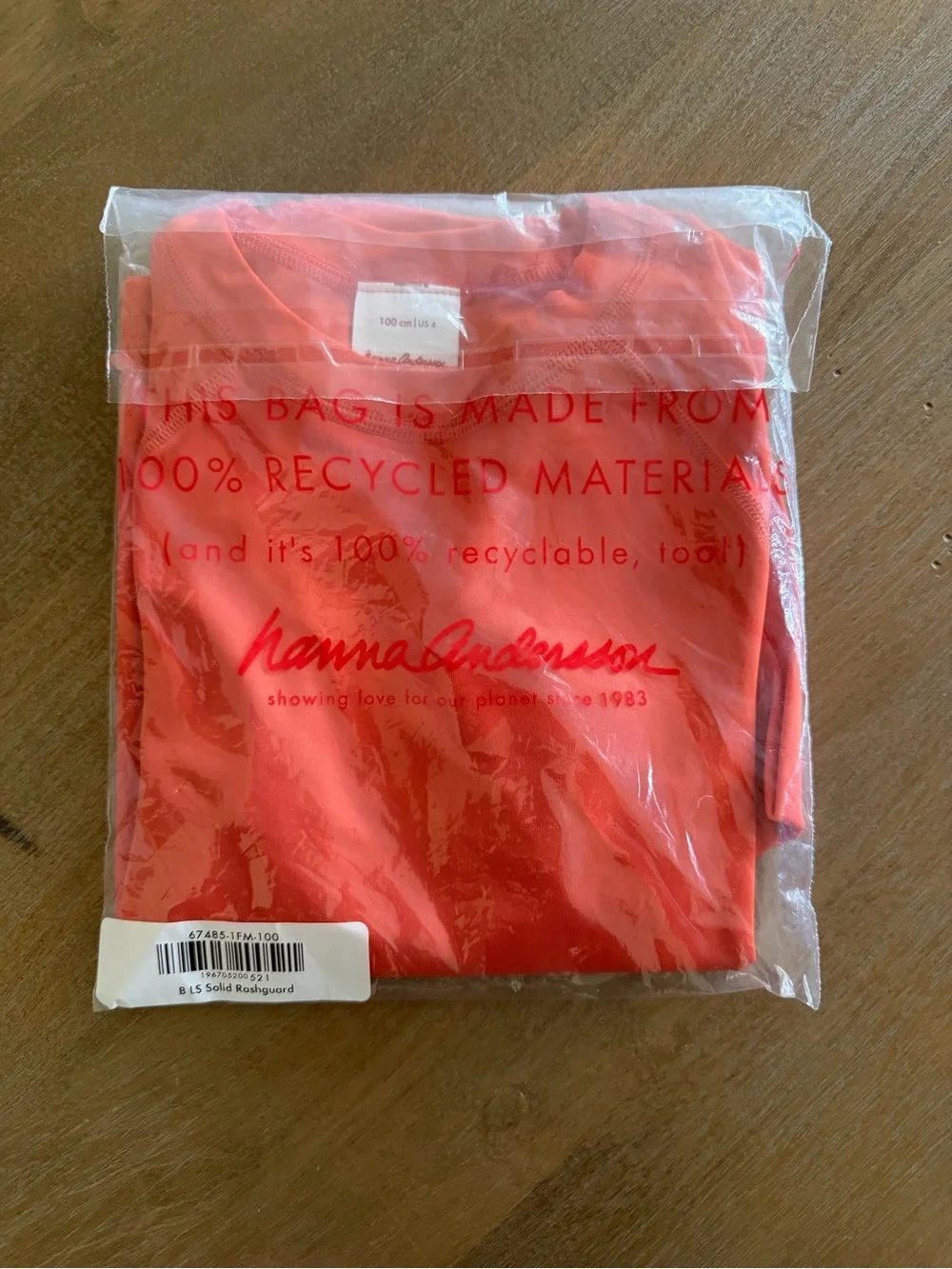 Hanna Andersson Coral-Orange Long-Sleeve Kids Swim Rashguard
